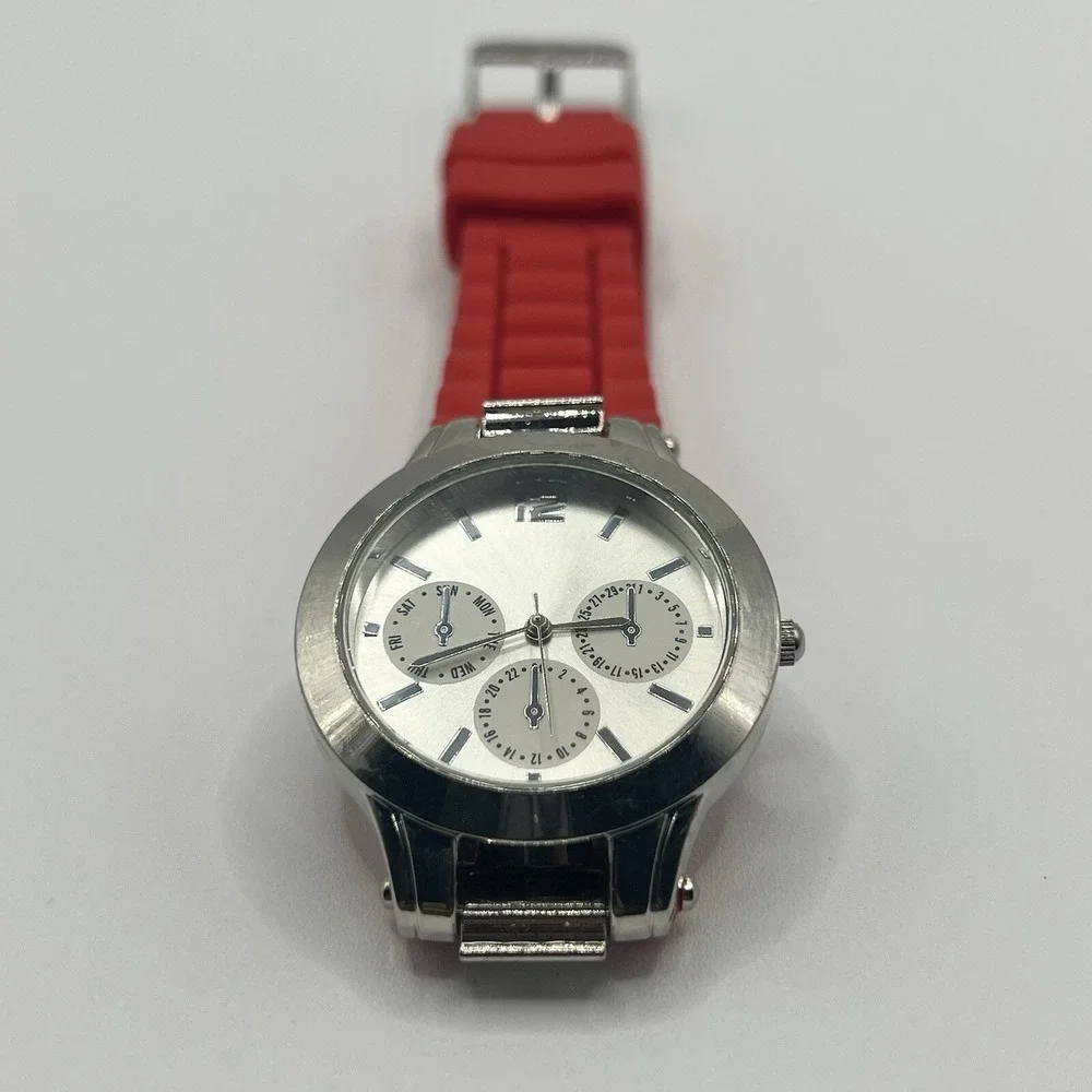 Woman's LBVYR Watch with Red Jelly‎ Band with stainless steel case gift *NEW*